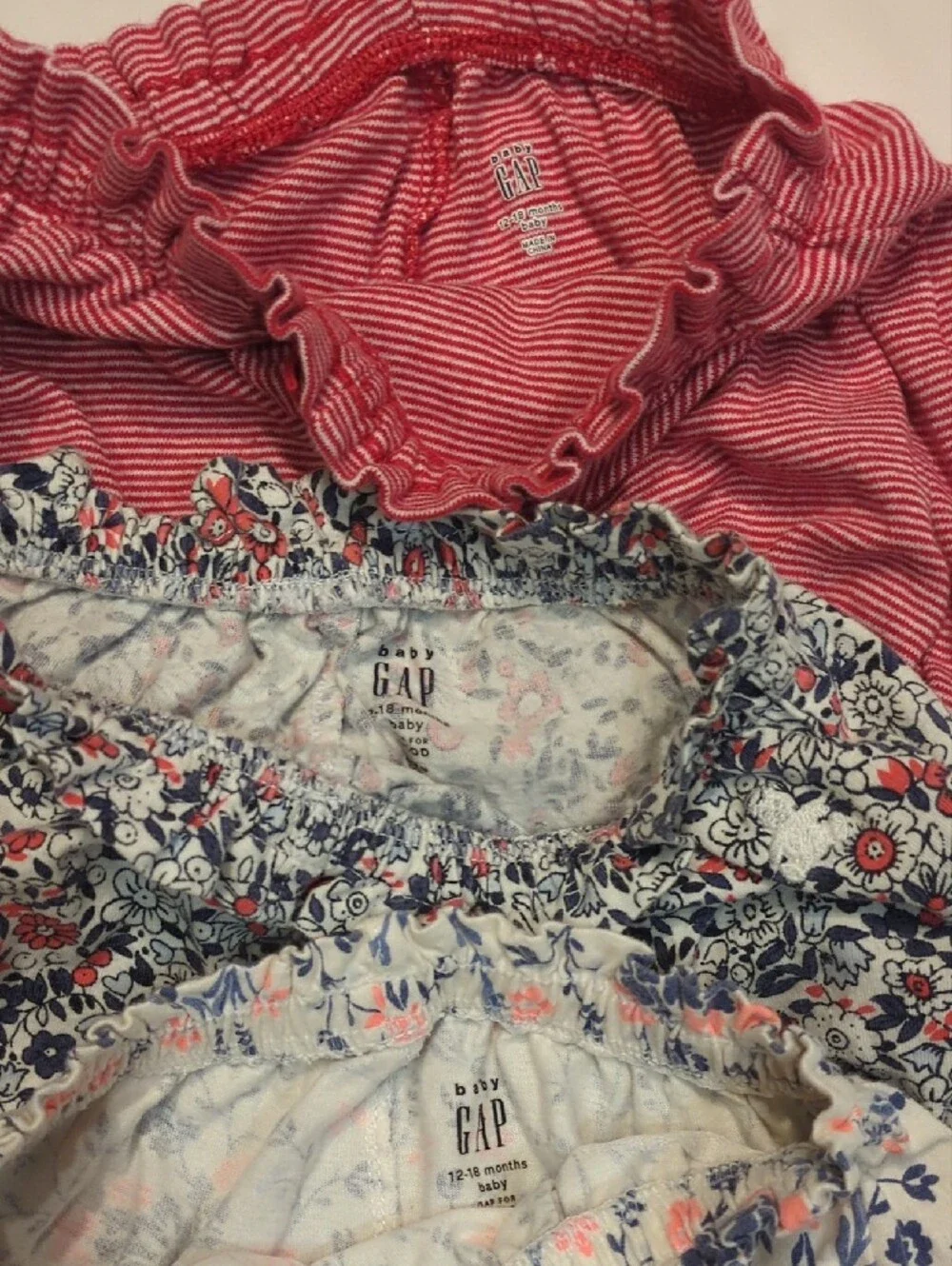 Baby Gap Floral and Stripe Cotton Shorts Set - Pink & Navy